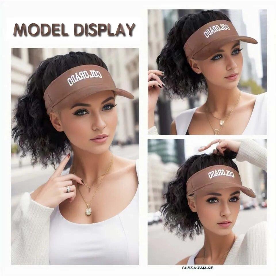 Pălărie Perucă cu păr sintetic Pălărie de soare de vară șapcă de baseball Păr scurt ondulat și ondulat posturi pentru femei Moda