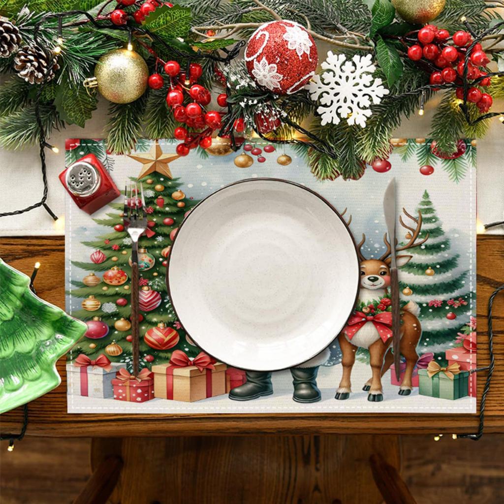 Christmas Decorative Placemats Holiday Kitchen Table Decoration Insulation Mats