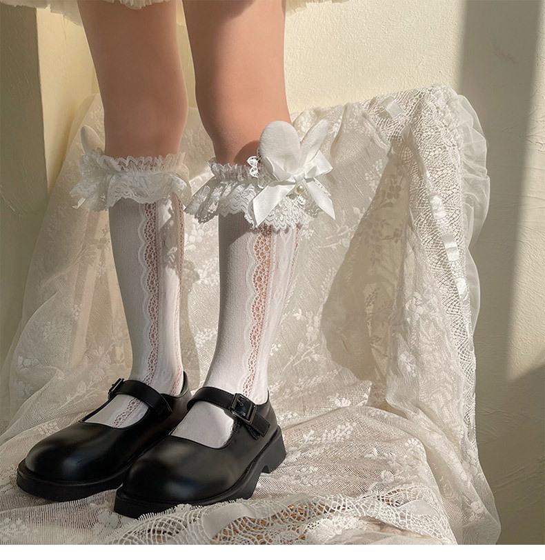 Children Flocking Hair Hair Christmas Cute Girl Hollow Out Tube Fishnet Stockings Sweet Girl Stockings