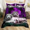 White Tiger Duvet Cover Set Queen Size Wildlife Comforter Covers Animal Print Bedding Set For Boys Girls Kids Art Bedroom Decor
