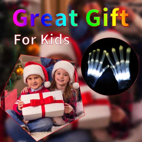 LED Glow Gloves Light-Up Skeleton Hand Bone Gloves for Kids Adults Halloween Costume Gloves for Parties Gatherings
