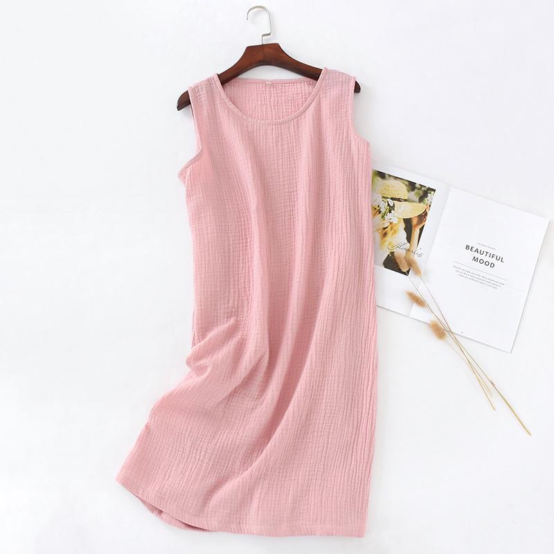 

Women s Sleeveless Cotton Crepe Dress - Loose Fit for Spring/Summer L