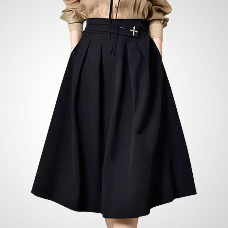 

Модная черная осенняя юбка для通勤 средней длины и длинная Black S