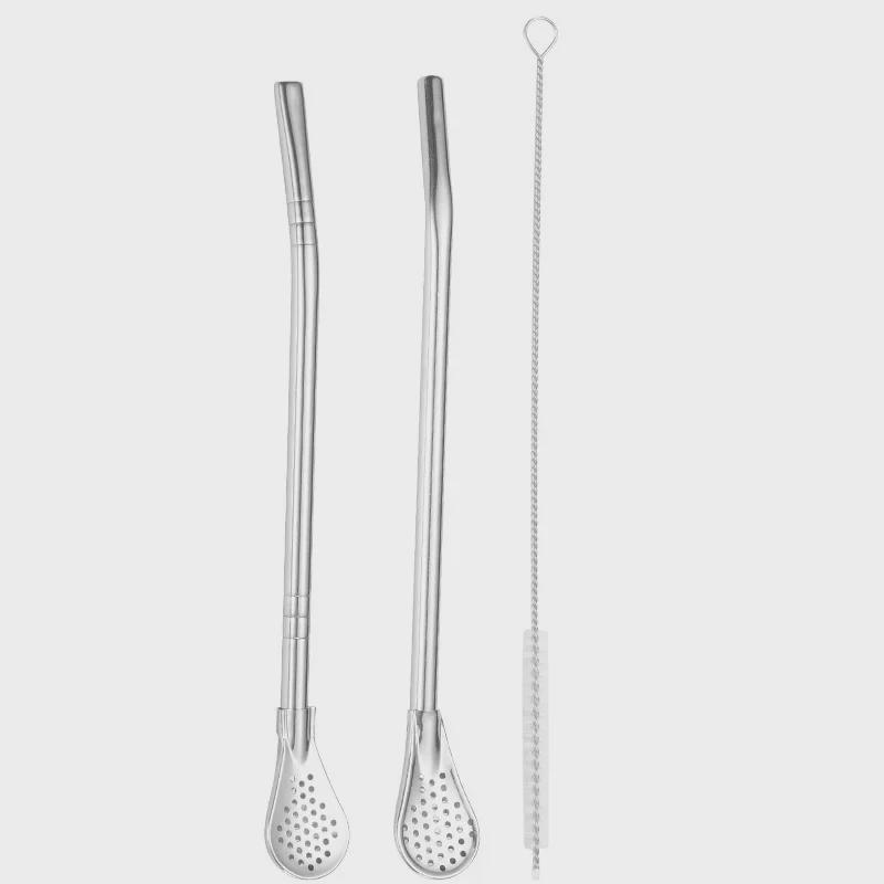 304 Stainless Steel Dual-Purpose Straw & Colander Spoon