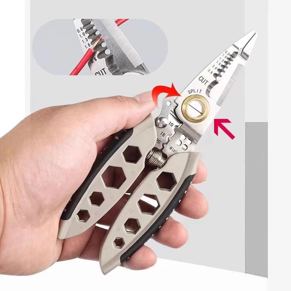 

Stainless Steel Wire Stripper 7-inch Multi-function Electrician Wire Splitter Wire Winding Pliers Crimping Pliers Hand Tool 7