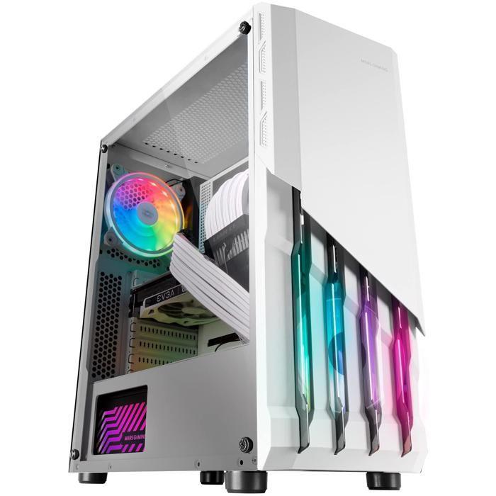 ATX skříň Mars Gaming MC-X2 Bílá PC Skříň Herní ATX Přední panel Ocel FRGB 2 12cm FRGB ventilátory Boční okno po celé délce