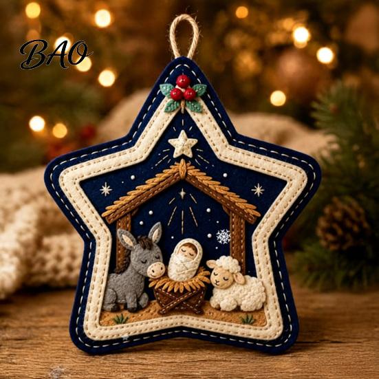 Festive Wall Fireplace Decoration Felt Christmas Pendant, Decorative Hanging Ornament for Holiday Home Decor, Indoor Outdoor Tree Decorations