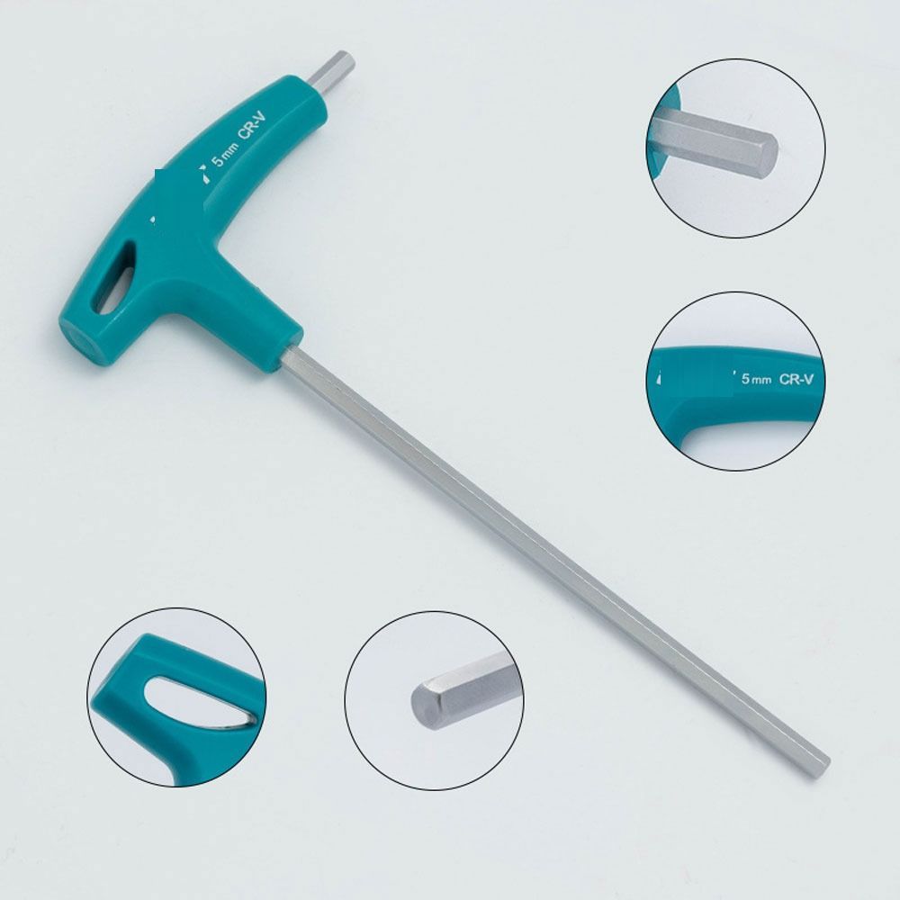 Durable T-shaped Internal Hexagonal Wrench Steel 2mm Extended Rubber Handle Green Hex Key Wrench Renovation