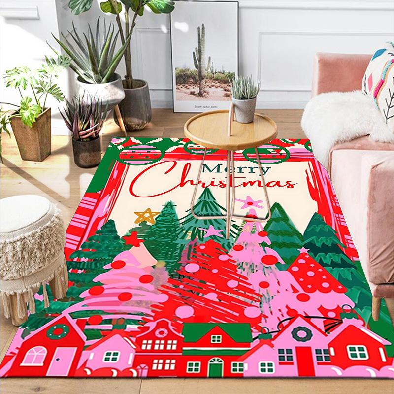 1Pc Santa Claus Reindeer Rug Office Carpet Indoor Outdoor Doormat Nonslip Soft And Comfortable Living Room Christmas Halloween Gift D91817