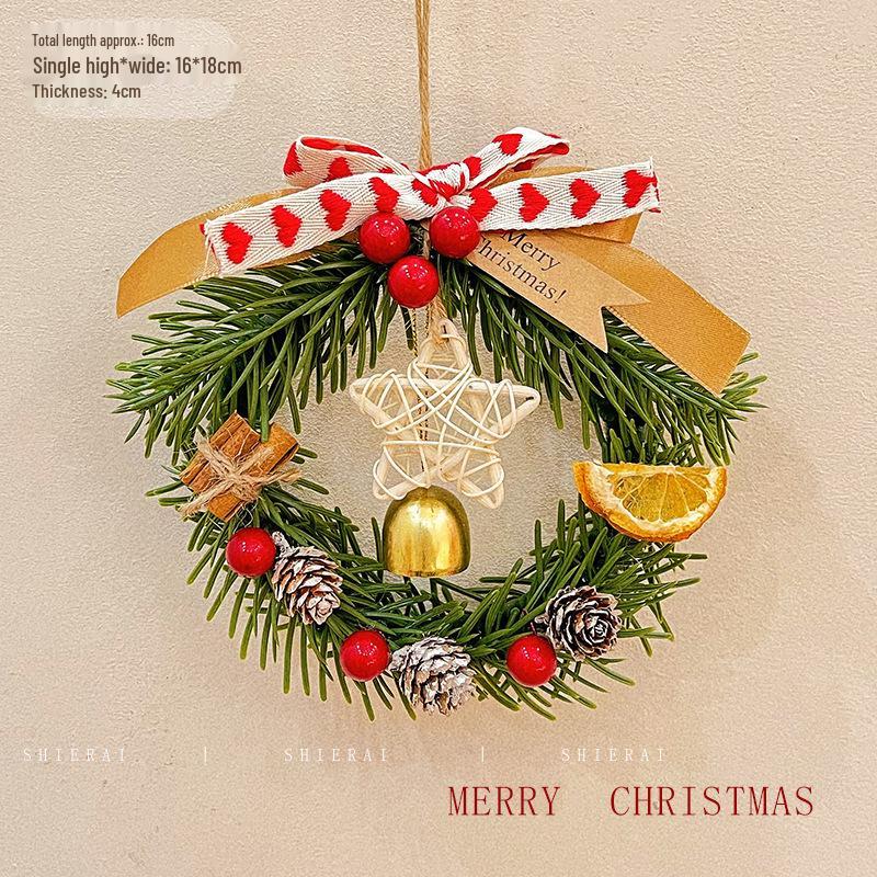 Imitation Noble Mini Christmas Wreath Car Ornament: Festive Window Display Pendant
