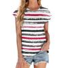 Women's Fashion Casual Basic Striped Textured Round Neck T-shirt Vest Top