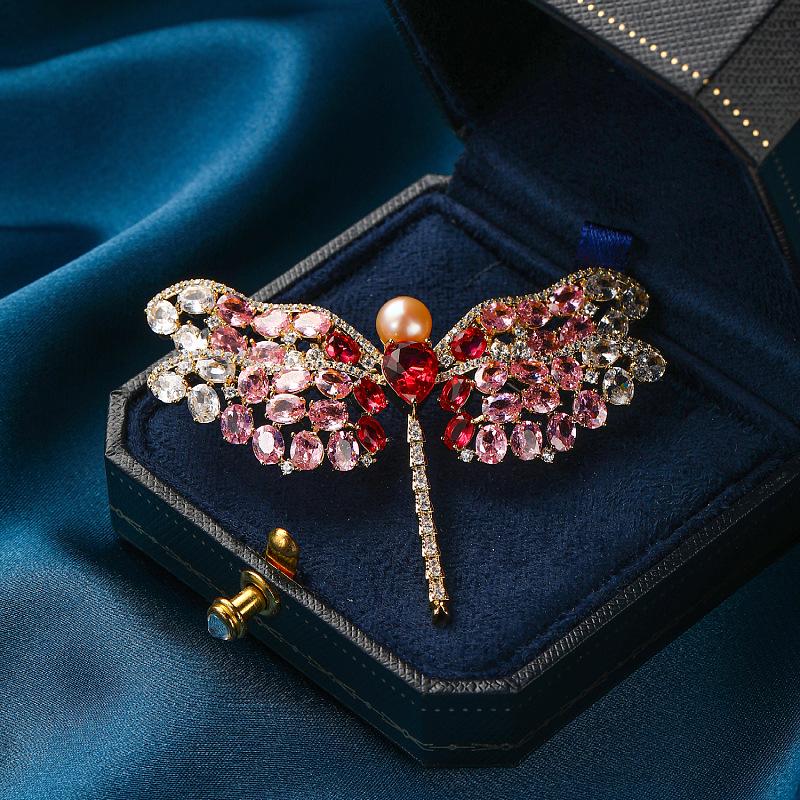 Snowflake & Butterfly Zircon Brooch with Freshwater Pearl for Women's Korean Style Suit Coat