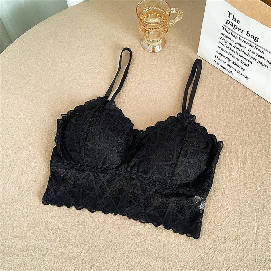 Lace Bra Women's Lace Bandeau Bra With Straps And Removable Padding