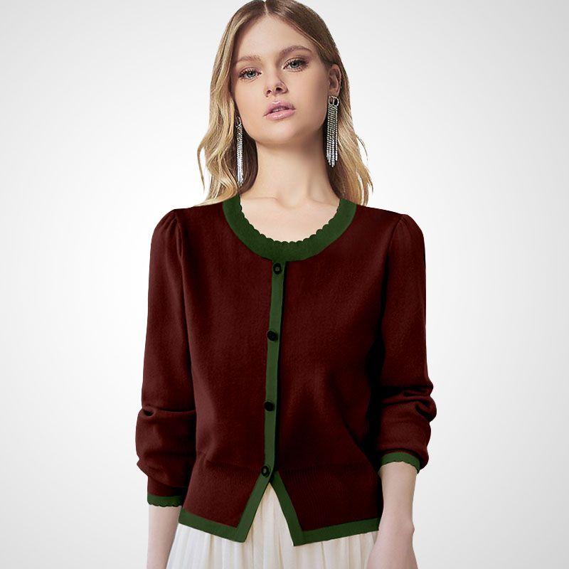 

Модный повседневный стиль для поездок на работу, верхняя одежда, вязаный кардиган Burgundy XL