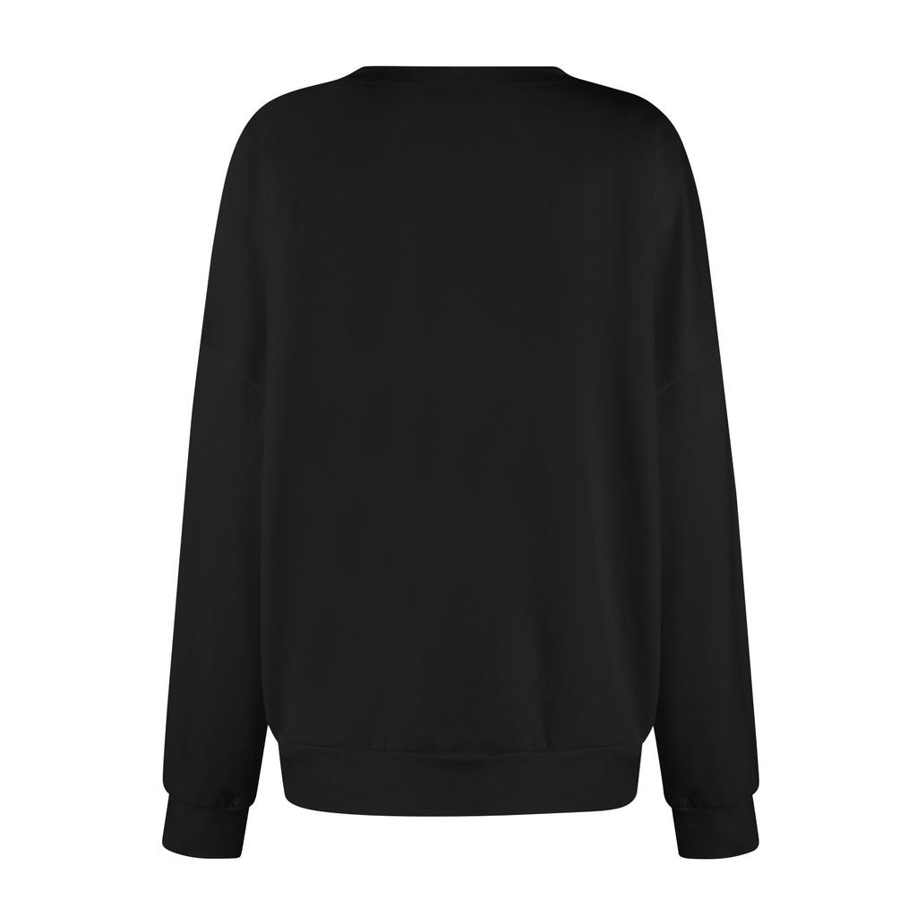 Haut Pull Décontracté Mode Femme Couleur Unie Col Rond Manches Épaules Tombantes Manches Longues