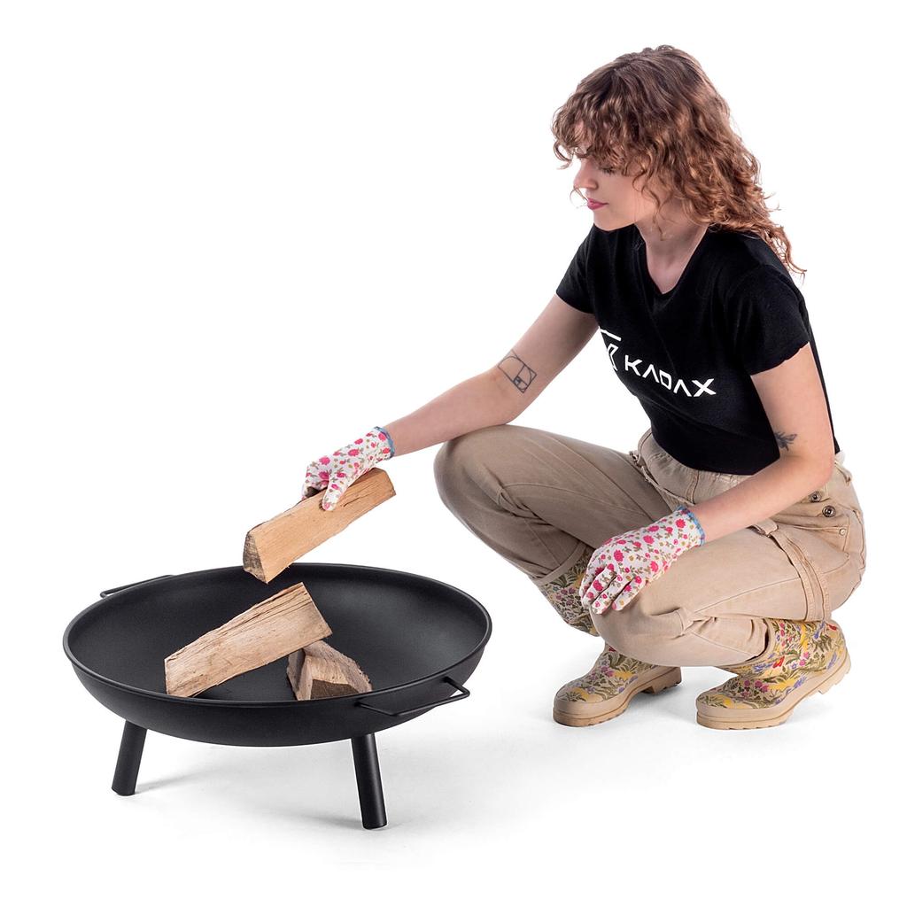 KADAX Large 58cm Garden Fire Pit For Bonfire Grill Kettle Bowl Steel Black