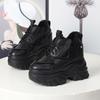 Fashion 12CM Synthetic Autumn Winter Spring Plush Warm Down Women Ankle Booties Shoes Leather Platform Boots Winter Sneakers Wedge
