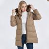 Down jacket women's winter medium and long white duck down hooded jacket, new fashionable loose women's clothing