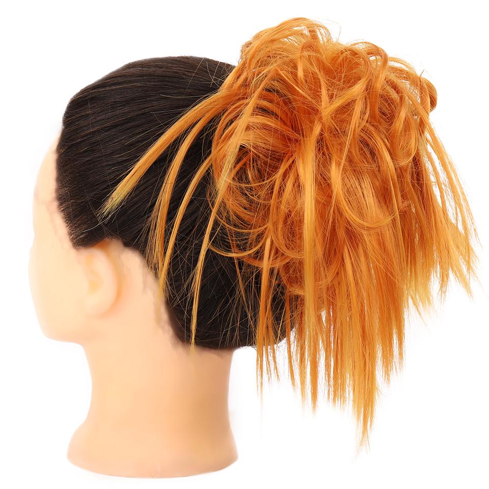 Synthetic Hair Chignons Messy Scrunchies Elastic Band Hair Bun Straight Updo Hairpiece Hair Extension for Women