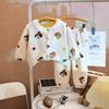 Girls' Velvet Lace Collar Flannel Pajama Set - Autumn/Winter Warmth