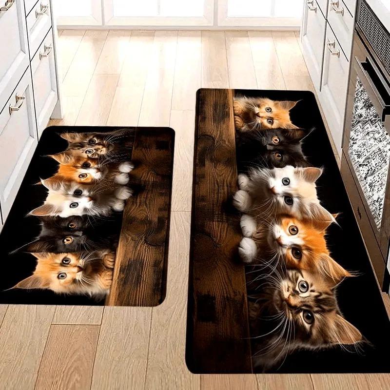 1 Stück Niedliche Hunde HD Gedruckte Fußmatten Dekor Küchenteppiche Rutschfest Wohnzimmerteppiche Badematte Teppich für Zuhause Spüle Wäsche Dekor