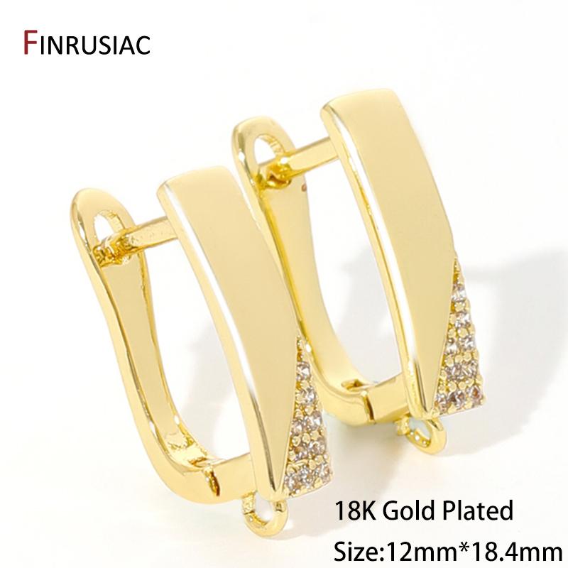 18K Gold Plated Zircon Shvenzy Earrings Making Supplies,Brass DIY Creative Basic Earwire Stitches Earring Hooks Accessories