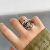 Retro Prajna Mask Half Face Ring For Men Punk Gothic Rock Hiphop Open Ring Handmade Designer  Biker Accessories Man Gift