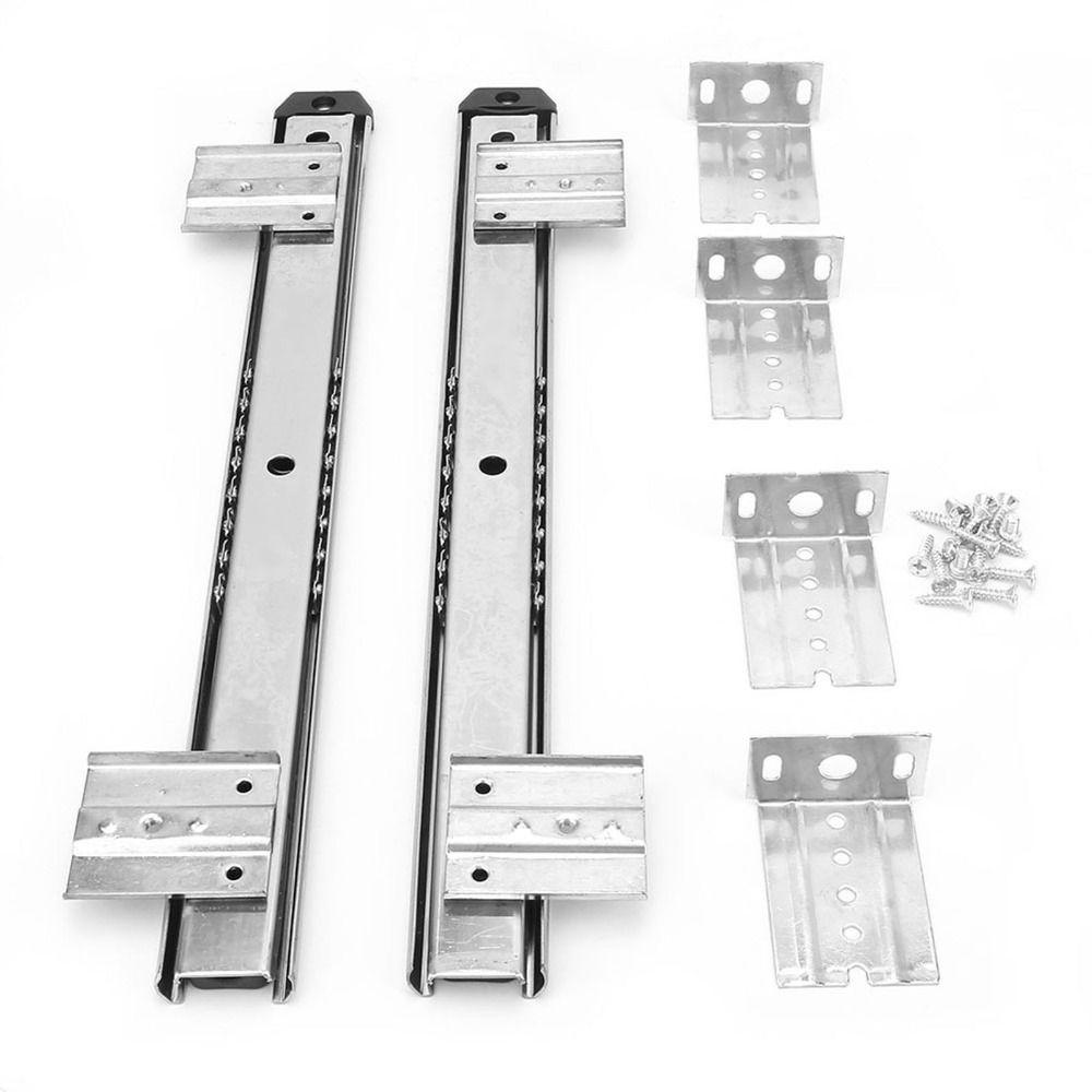 2 Pezzi Binari Scorrevoli per Tastiera in Acciaio Laminato a Freddo Spessorato Nero/Bianco Super Lisci Cuscinetti a Sfera Silenziosi Guide per Cassetti