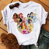 Disney Cartoon Princess Printed Women T-shirt Kawaii Graphic Printed T Shirt Summer Casual Short Sleeve Female Tops Tshirt Tees