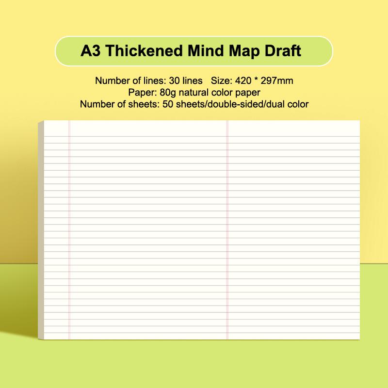 50Sheets Thickened A3 A3 Notebook Mind Map Planning Tearable Draft Paper Students Writing Legal Pad Back To School Gift