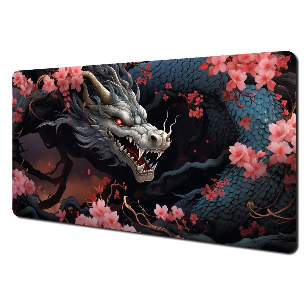 Vibrant cherry blossom dragon design gaming Mouse Pad Desk Mat Gaming pad NonSlip Stitched Edge Computer keyboard mouse pads