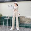 Milk Tea High Waist Wide-Leg Draped Trousers - Women's Floor-Length Casual Pants