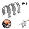 3pcs Stainless Steel Grill Clip Meat Thermometer Probe Clip Holder Ambient Temperature Readings BBQ Oven Grill Clip