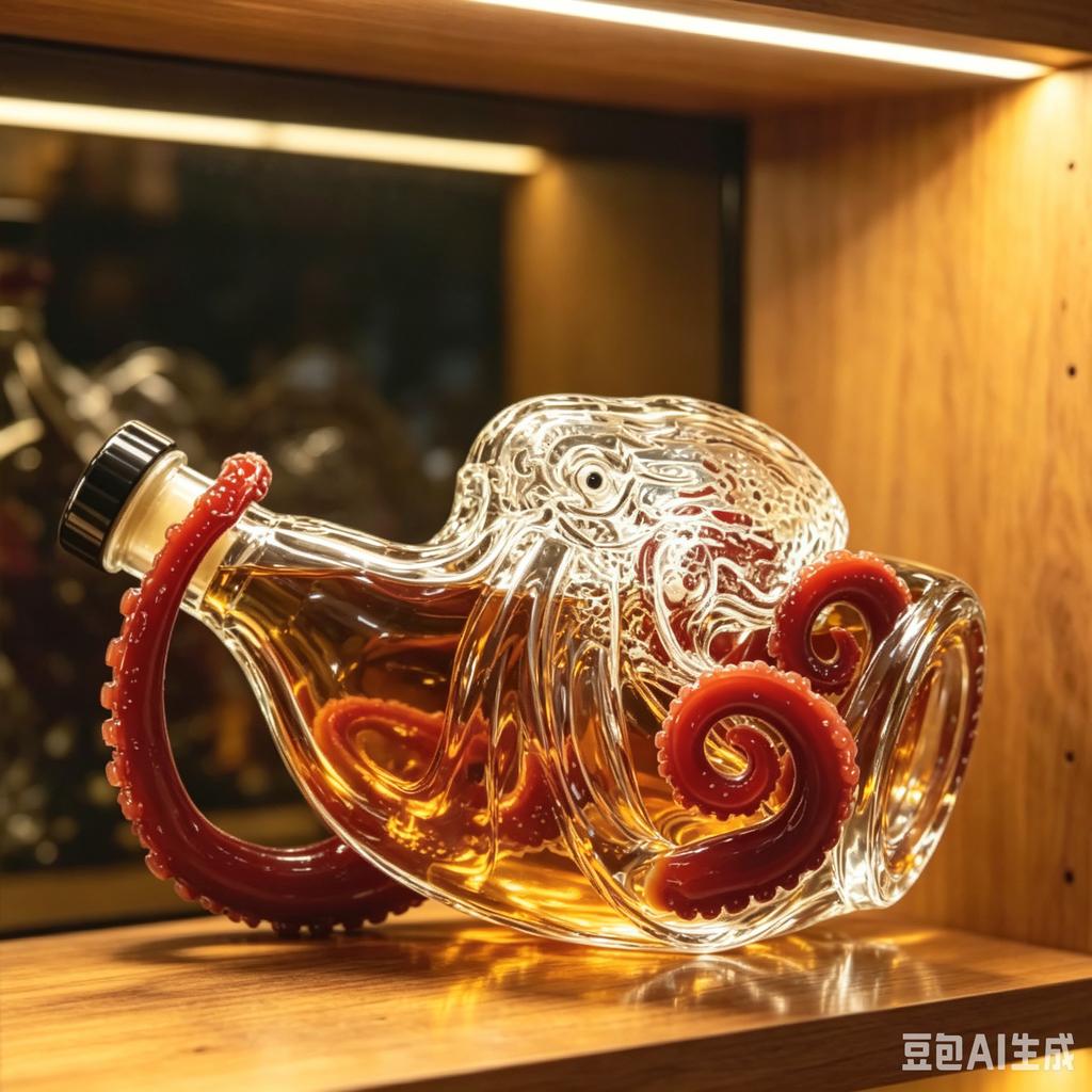 Kraken Tentacle Glass Decanter Vivid Red Unique Sea Creature Design Whiskey Vodka Bottle Home Bar Decorative Alcohol Contai