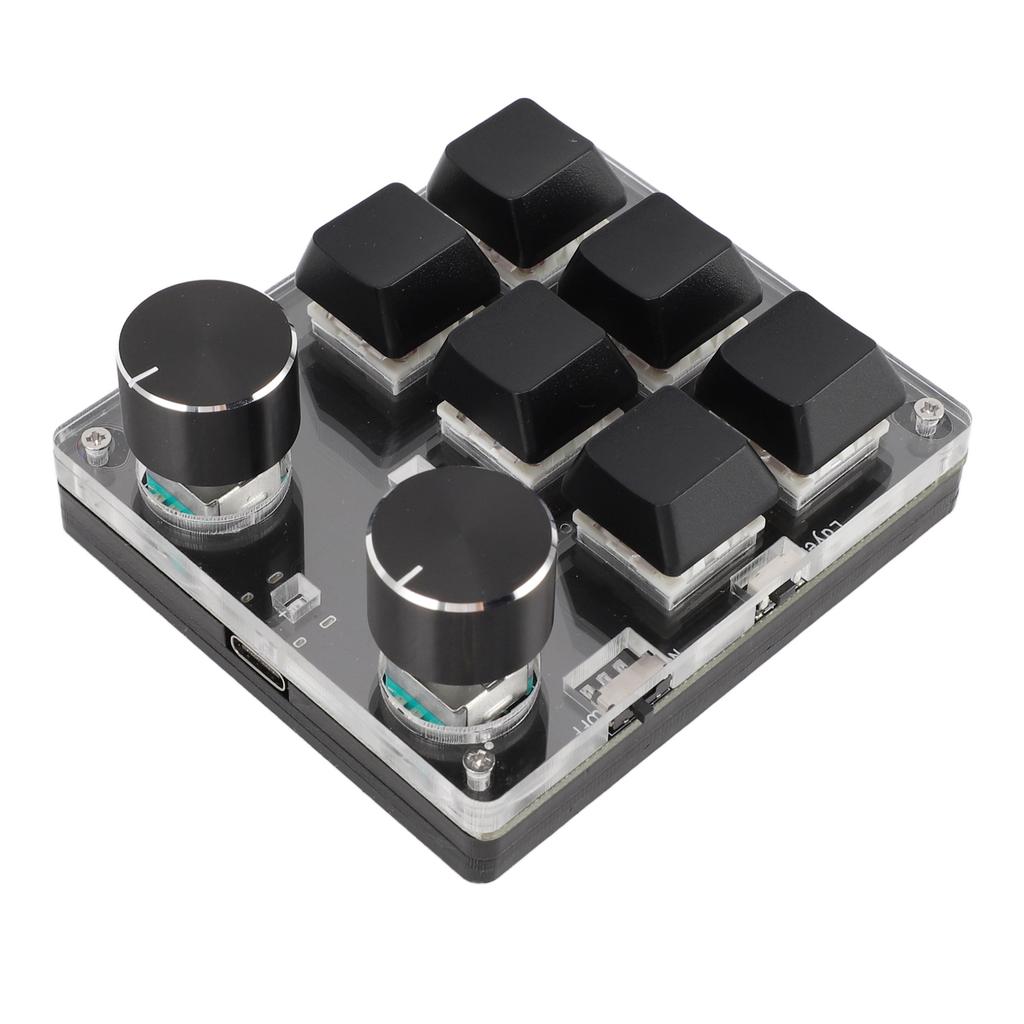USB Mini 6 Key Keypad with 2 Knob Red Switch Programmable Custom Mini Macro One Handed One Handed Keypad Keypad for Game
