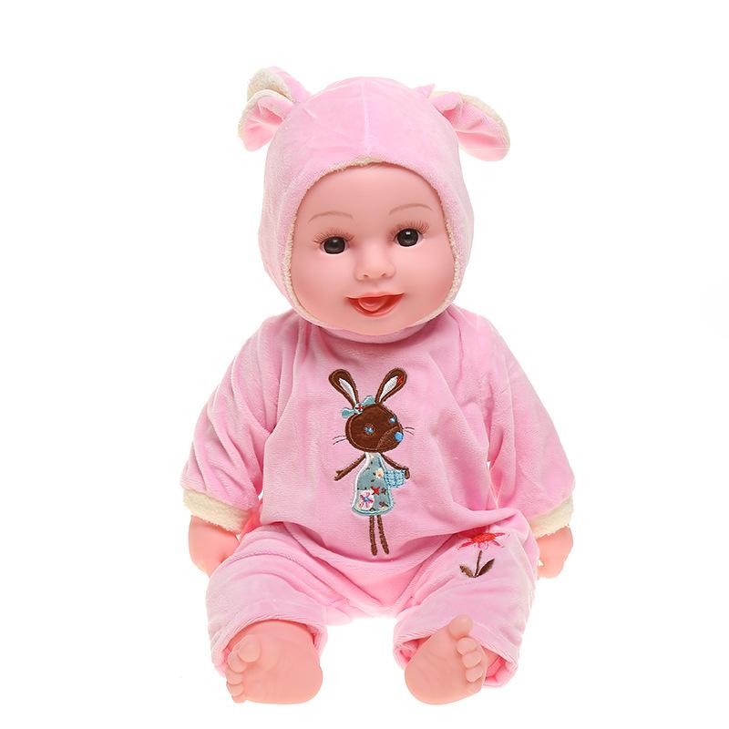 

Vinyl Doll Simulation Rebirth Doll Voice Singing Children s Toy Bathing Doll Preschool Education Doll 40cm baby рожевий колір