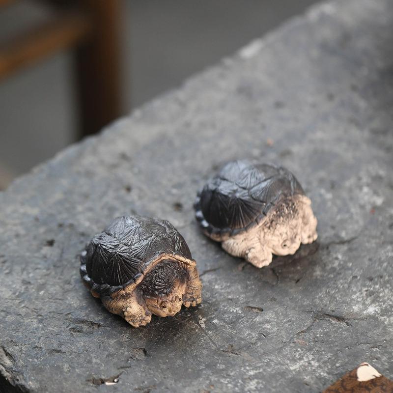 Yixing Zisha Čajové zvířátko Aligátoří želva Ručně vyráběná Čajová umělecká ozdoba Nástroj pro čajový obřad Stolní dekorace Pro milovníky čaje Šťastná želva