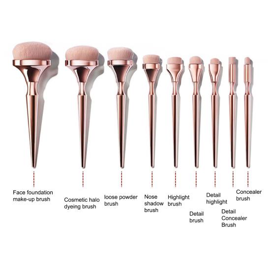 Yousheng 9 Stück Beauty Pinsel Professionelle Glatte Deckkraft Kunststoff Handgriff Bequem zu Greifen Lidschatten Concealer Pinsel Schminktisch Zubehör