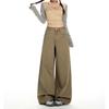 Khaki American High-waisted Women's Jeans Spring New Solid-color Commuter Versatile Wide-leg Pants