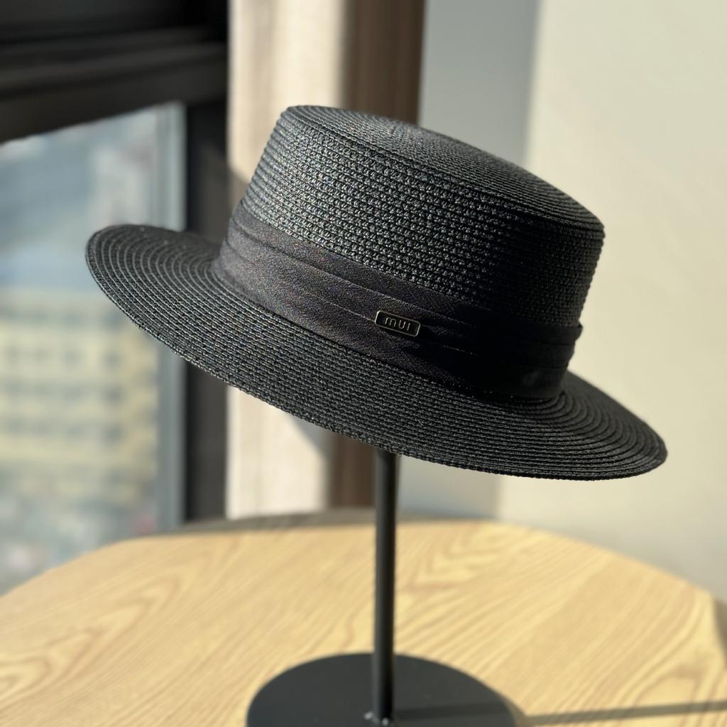 New French Flat-top Sunshade Straw Hat Women's Summer Outdoor Sunshade Sunscreen Fashion Sun Hat