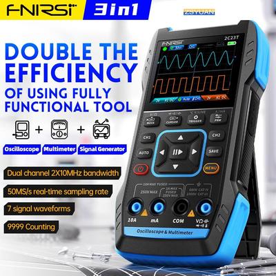 2C23T Handheld-Digital-Oszilloskop-Multimeter + Funktionssignalgenerator 3IN1 Zweikanal 10MHZ * 2 50MS/s