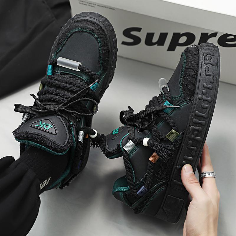 

Little white shoes men s autumn new washed denim platform bread shoes student personality casual trendy sports board shoes 44