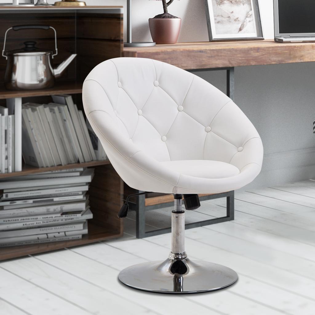 Armchair Living Room Lounge Chair Recliner with Steel Base Reading Chair Made of Faux Leather, Upholstered Chair for Bedroom White