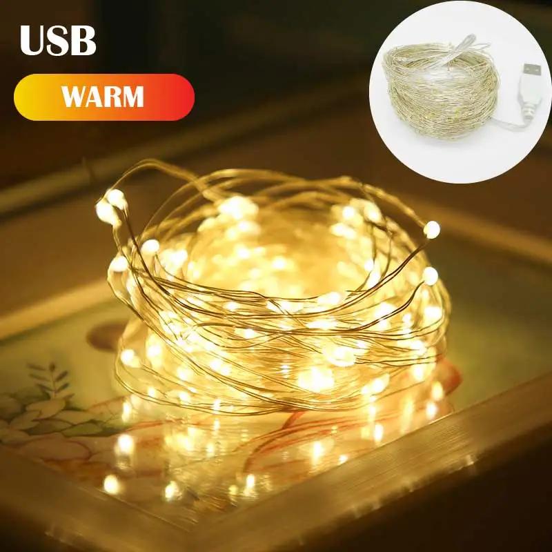 5M/10M USB Fairy Light New Year LED Christmas Light Waterproof Copper Wire String Light for Wedding Garland Party Curtain Light
