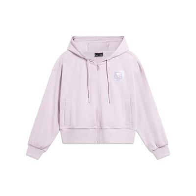 Li Ning Sports Lifestyle Series Printed Loose Hoodie Women Hoodies Lotus-Pink Purple AWDT372-1