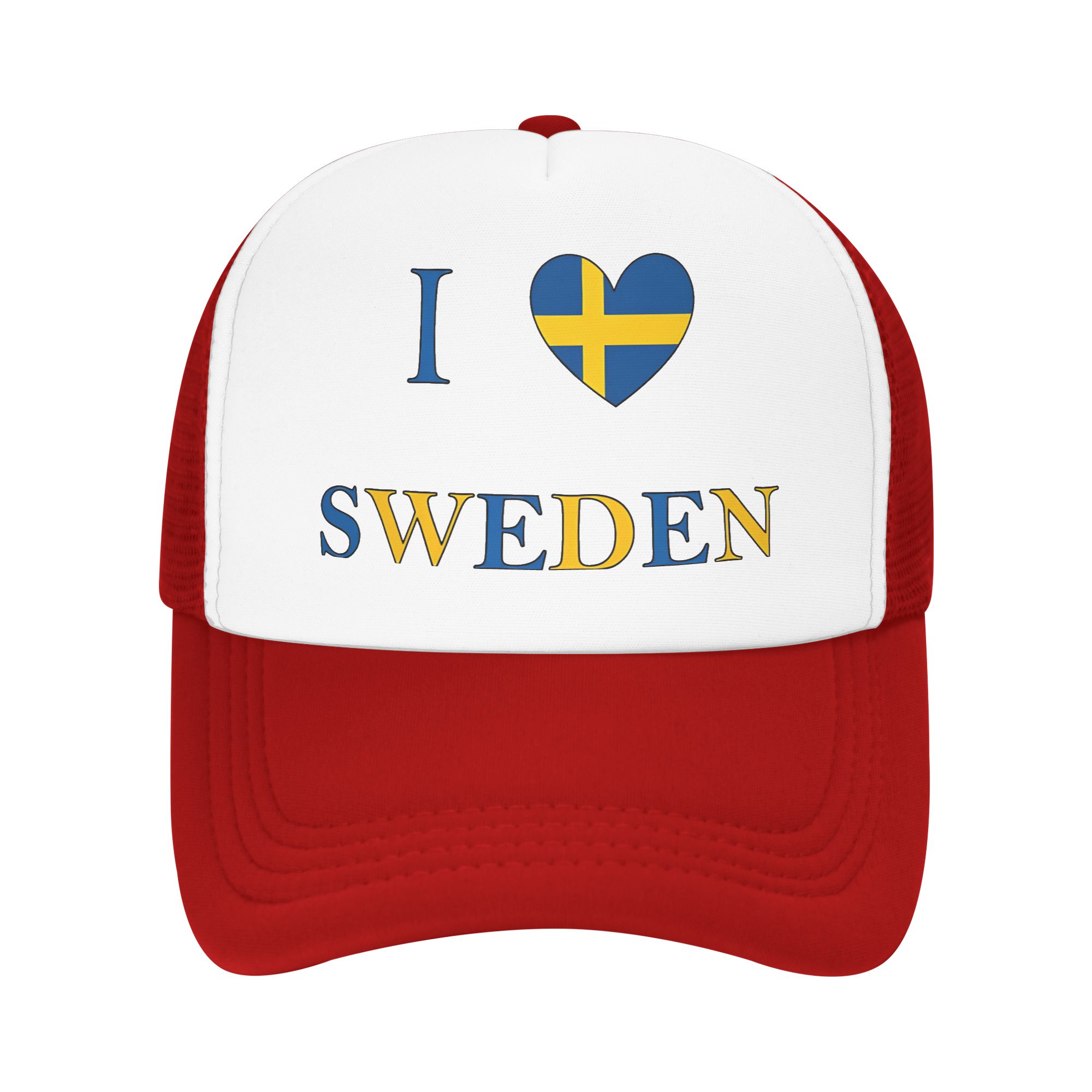 Summer Mesh Sun Hats I Love Sweden  Spring Baseball Cap Trucker Hat  Unisex Adult Custom DIY Running Hippie Wholesale Baseball Caps One Size