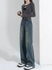 2025 Women's Retro High-Waisted Wide-Leg Jeans - Trendy Petite Straight-Leg Style