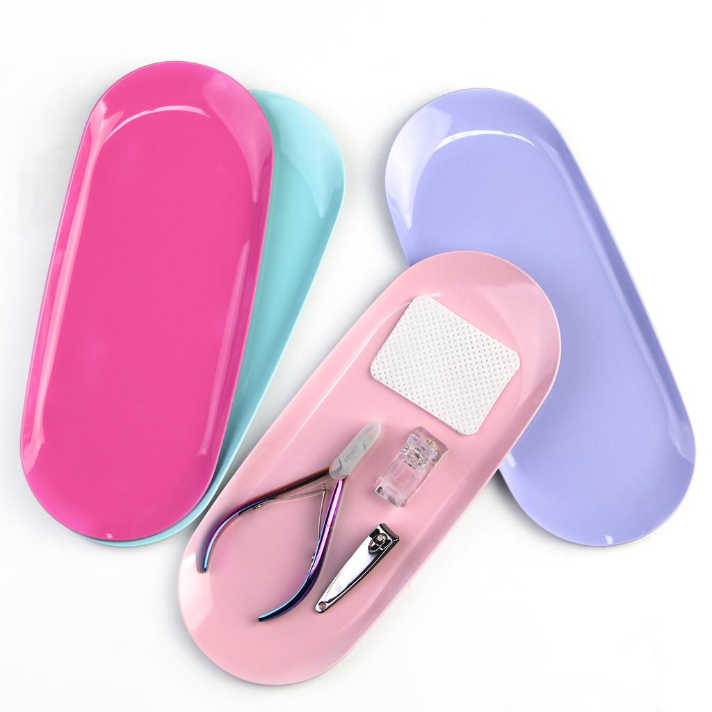 Stainless Steel Jewelry Tray Nail Art Desktop Tool Storage Tray Oval Metal Tray