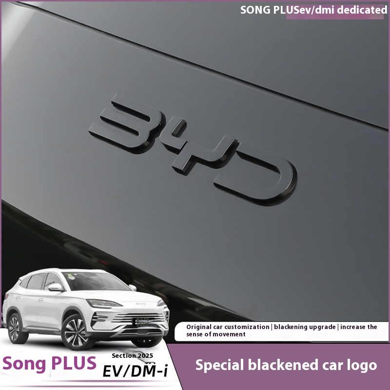 BGY1 For BYD Song Plus DMI Seal U Sealion 6 Black Front Emblem Modification Black Warrior Car Badge Covering Styles Logo