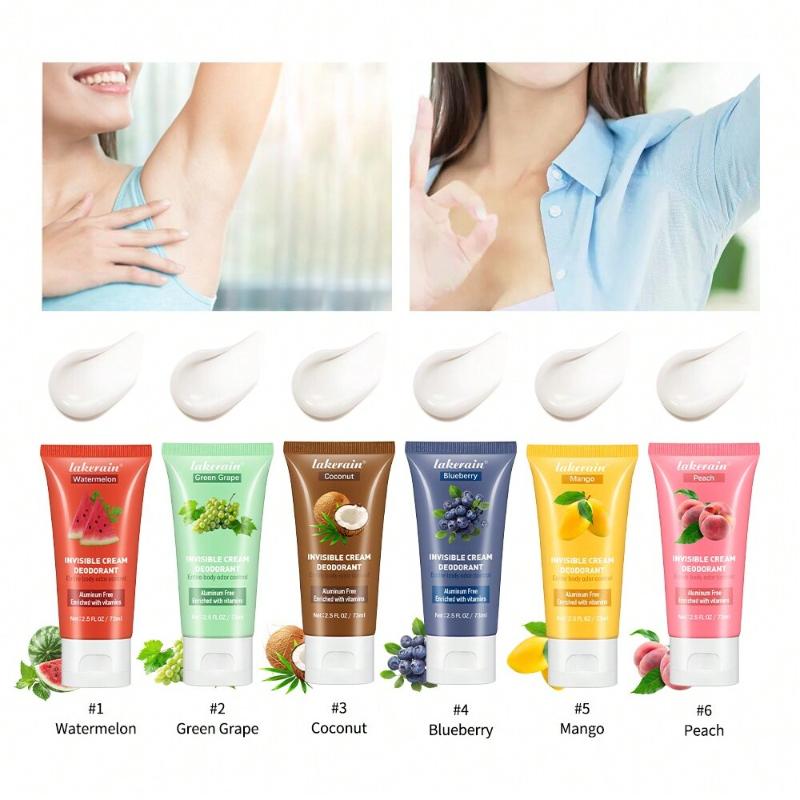 6 Deodorante Crema da Donna con Fragranza Fruttata Colorata Crema Deodorante Invisibile Fragranza a Lunga Durata Idratante e Idratante